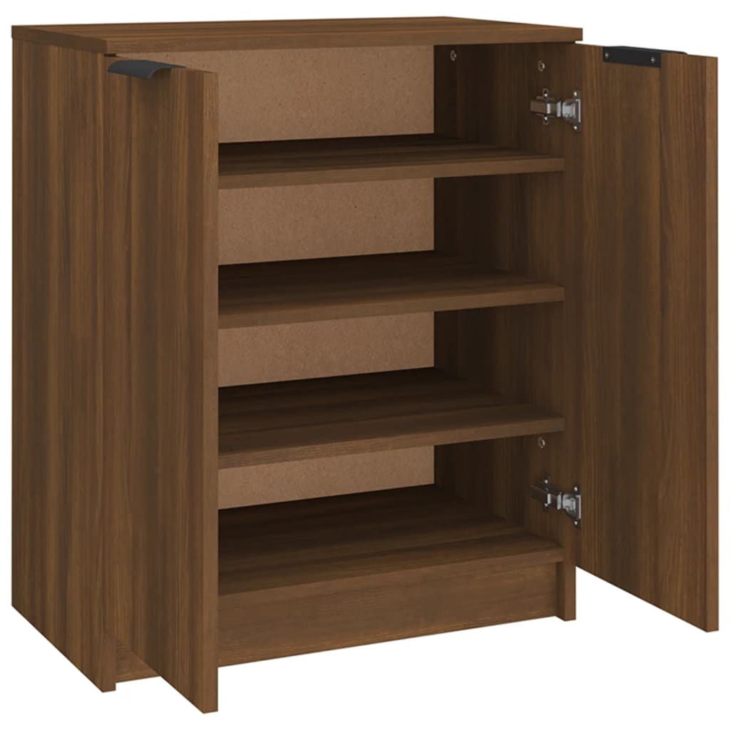 Shoe Cabinet Brown Oak 59X35X70 Cm Engineered Wood