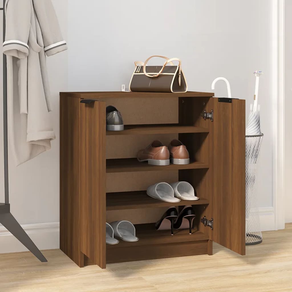 Shoe Cabinet Brown Oak 59X35X70 Cm Engineered Wood