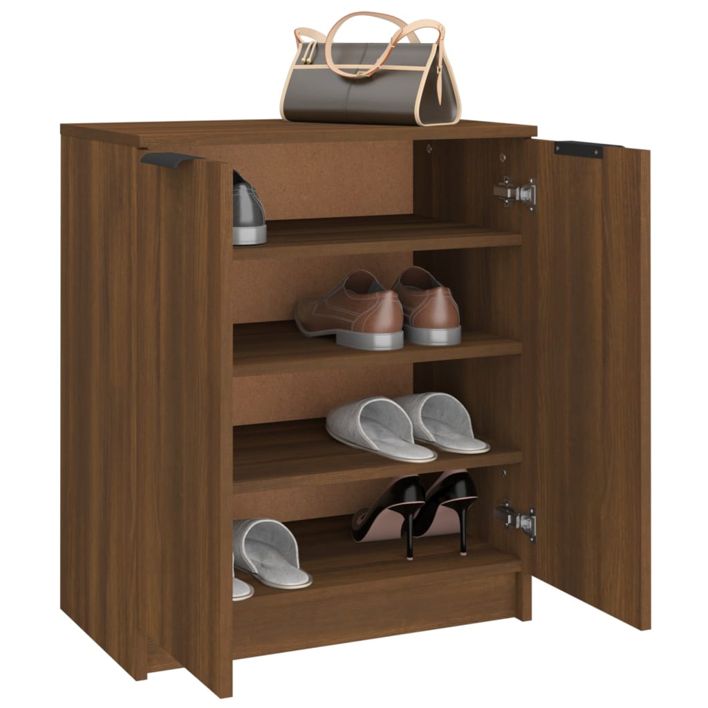 Shoe Cabinet Brown Oak 59X35X70 Cm Engineered Wood