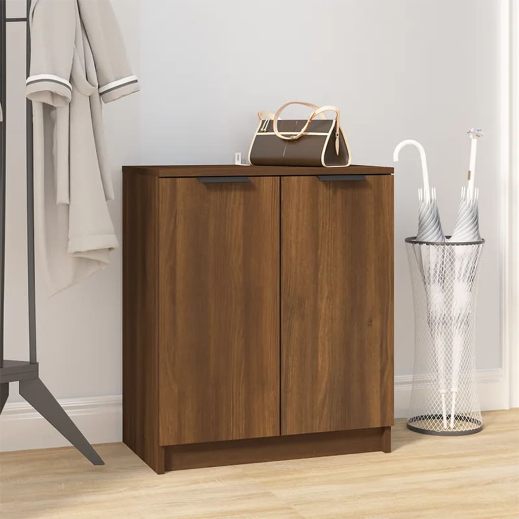 Shoe Cabinet Brown Oak 59X35X70 Cm Engineered Wood