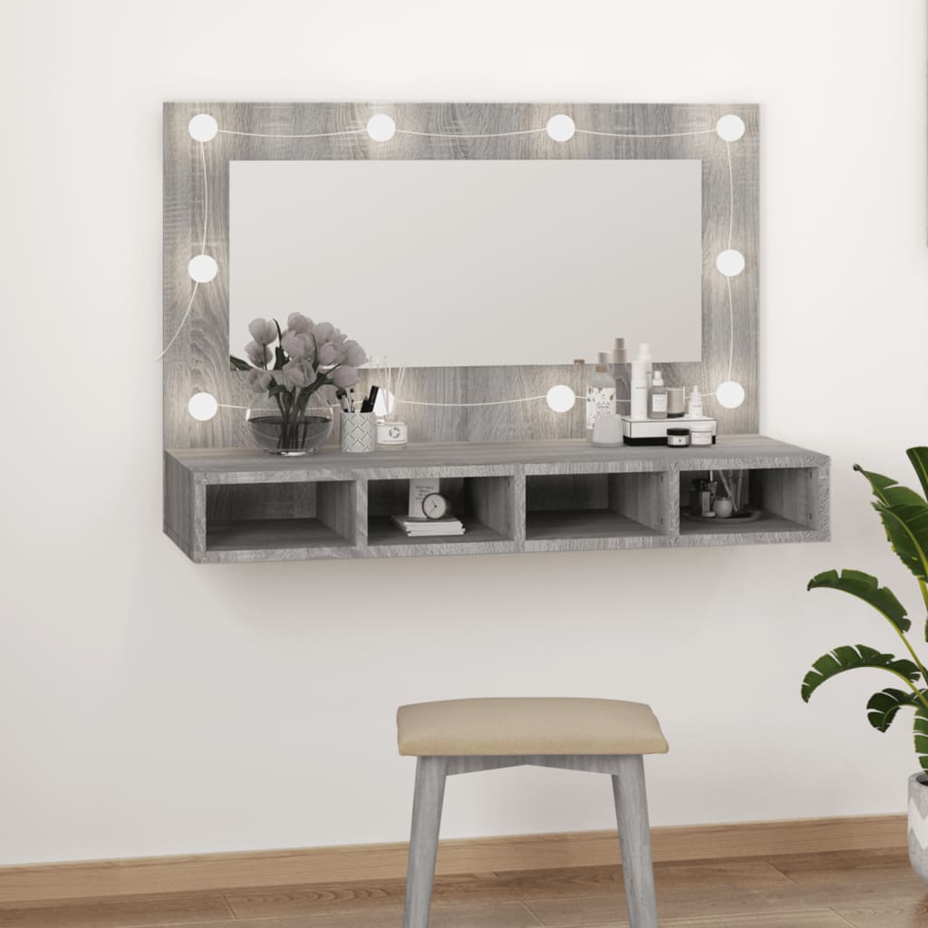 Mirror Cabinet With Led 90X31.5X62 Cm