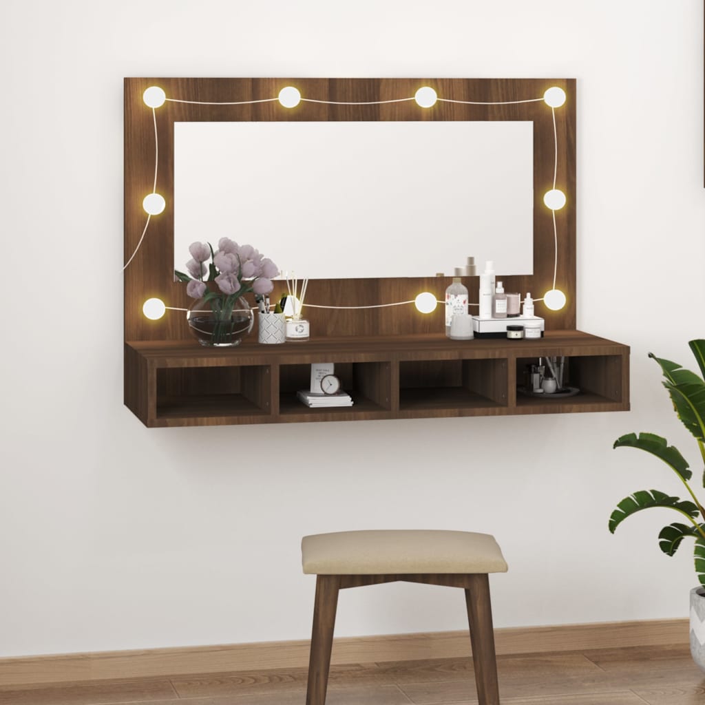 Mirror Cabinet With Led 90X31.5X62 Cm