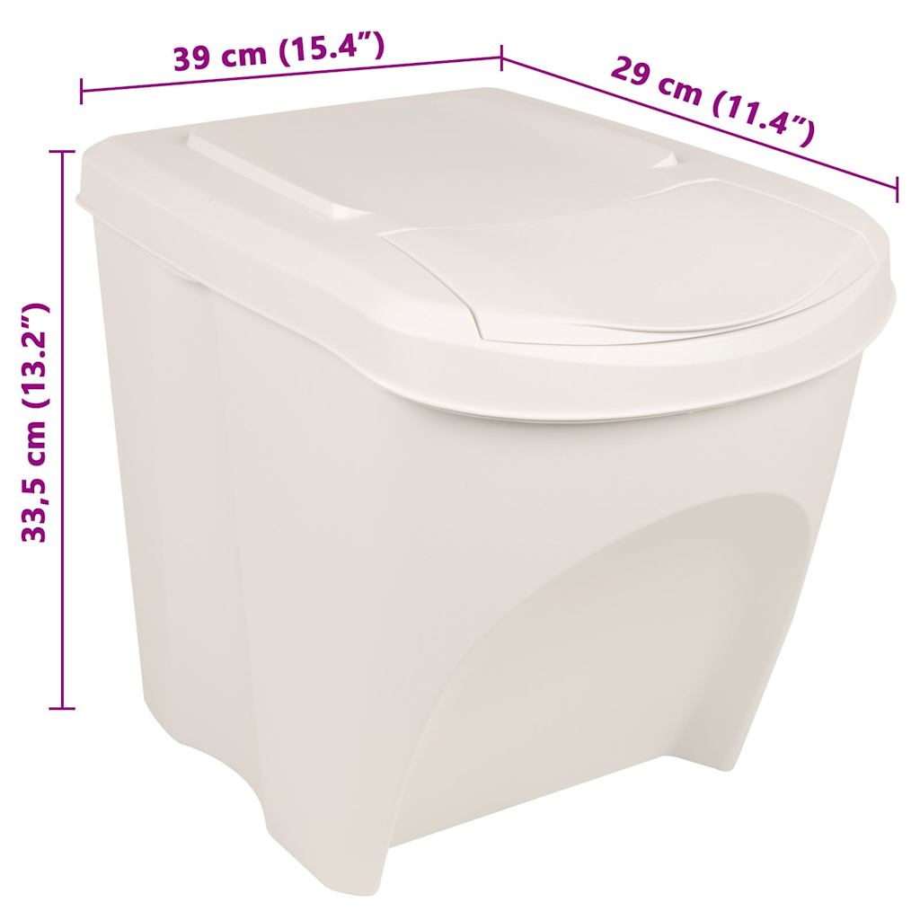 Stackable Garbage Bin Boxes 3 Pcs 75 L Polypropylene