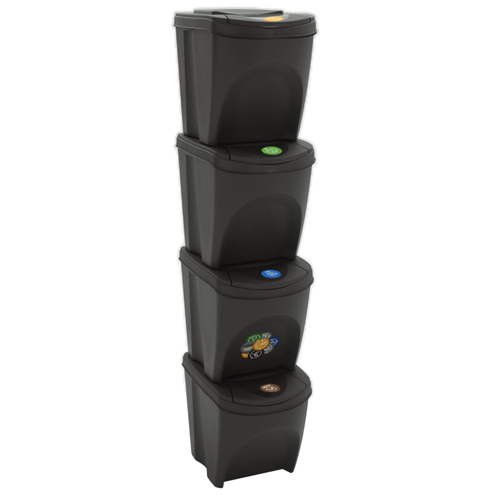 Stackable Garbage Bin Boxes 3 Pcs 75 L Polypropylene