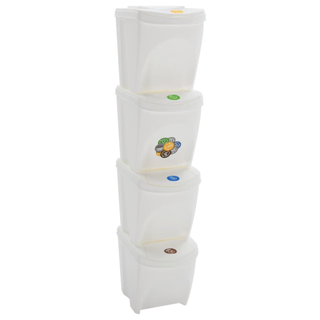 Stackable Garbage Bin Boxes 3 Pcs 75 L Polypropylene