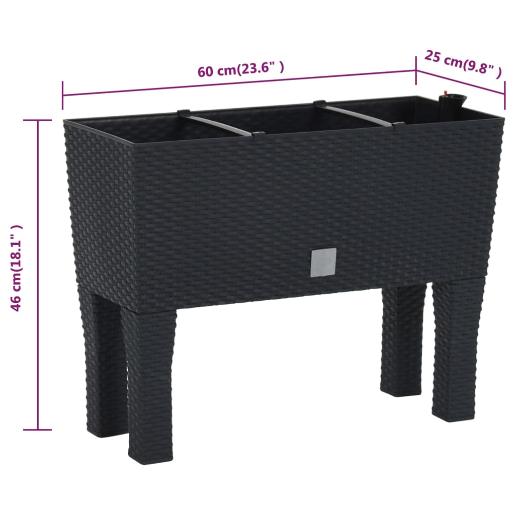 Raised Garden Bed Anthracite 60X25X46 Cm Pp Rattan