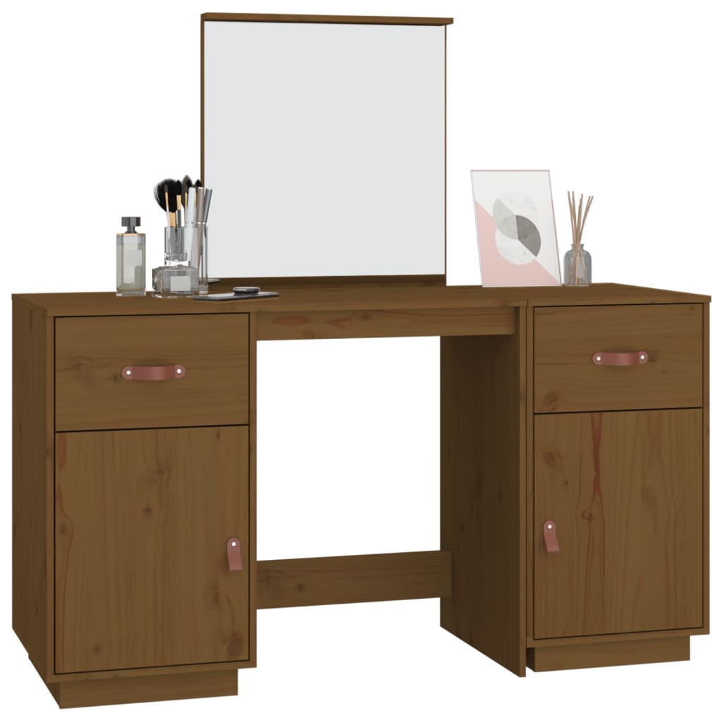 Dressing Table Set With A Mirror Solid Wood Pine