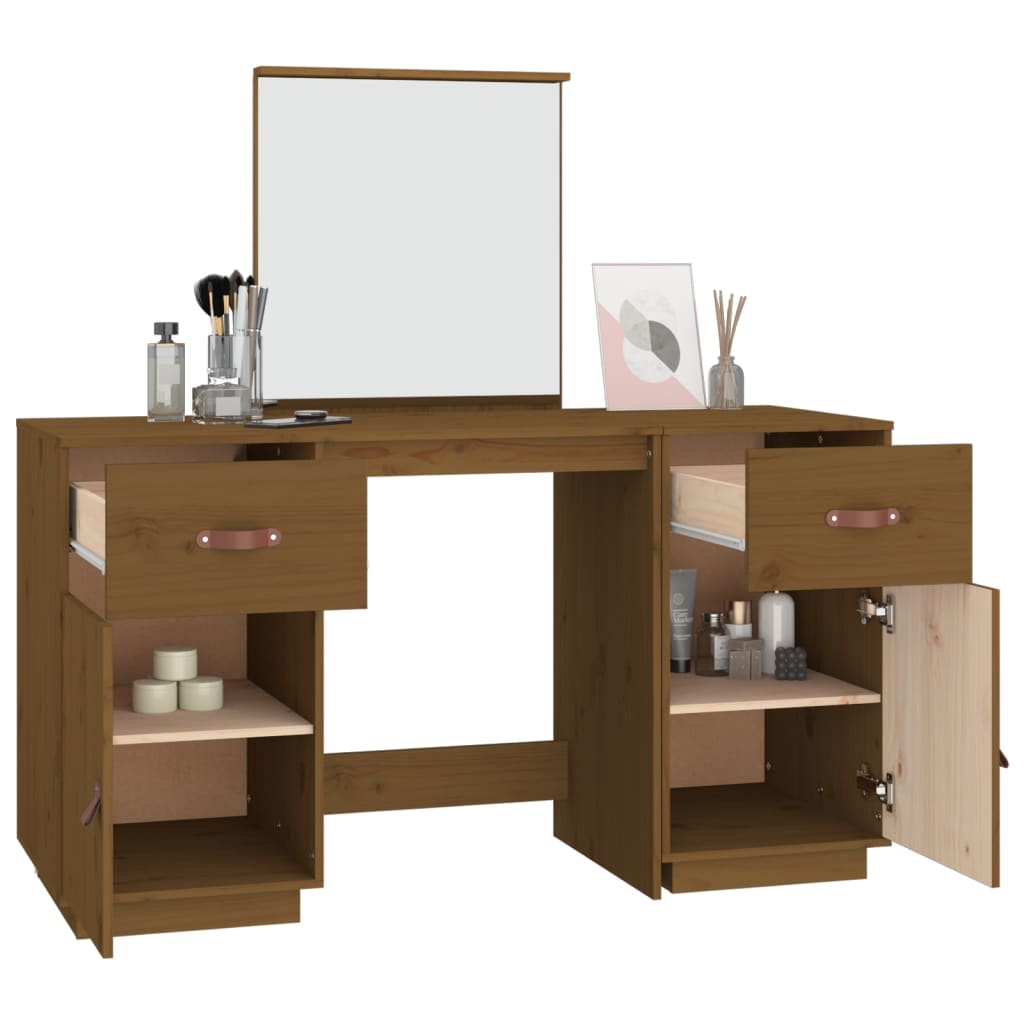 Dressing Table Set With A Mirror Solid Wood Pine