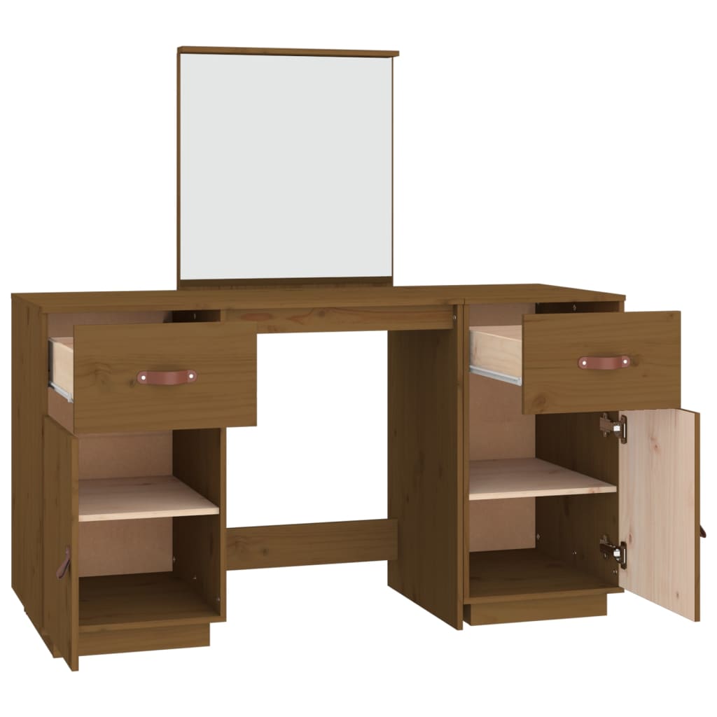 Dressing Table Set With A Mirror Solid Wood Pine