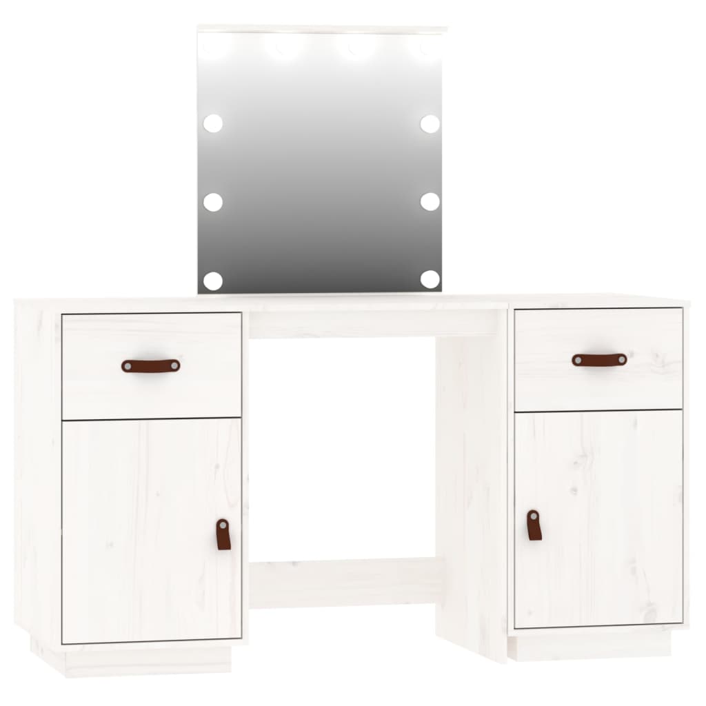 Dressing Table Set With Led Solid Wood Pine