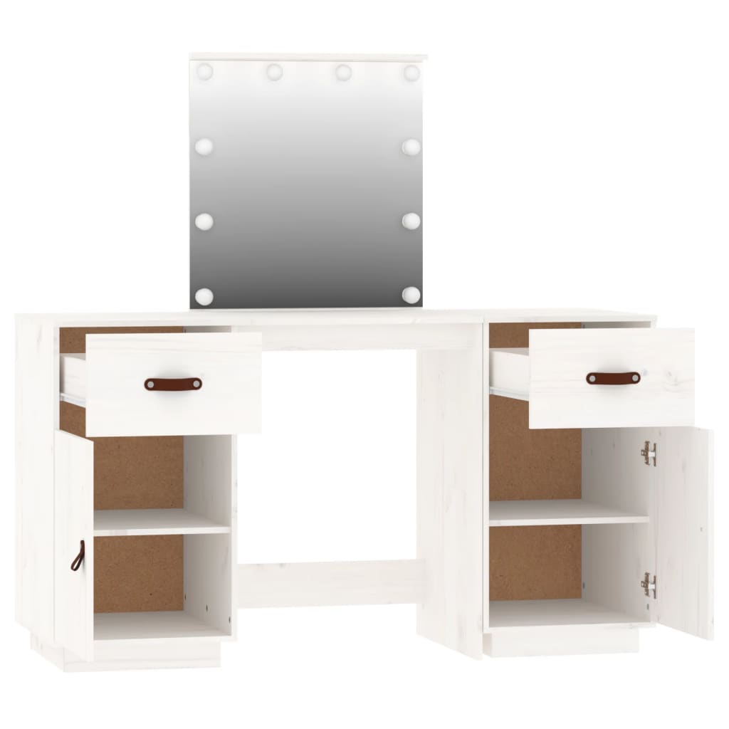 Dressing Table Set With Led Solid Wood Pine