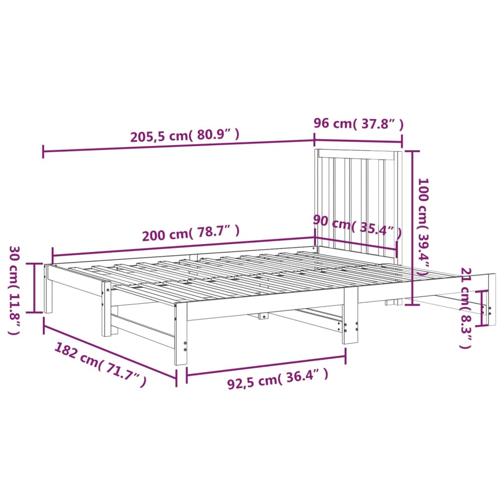 Pull-Out Day Bed Without Mattress 2X(90X200) Cm
