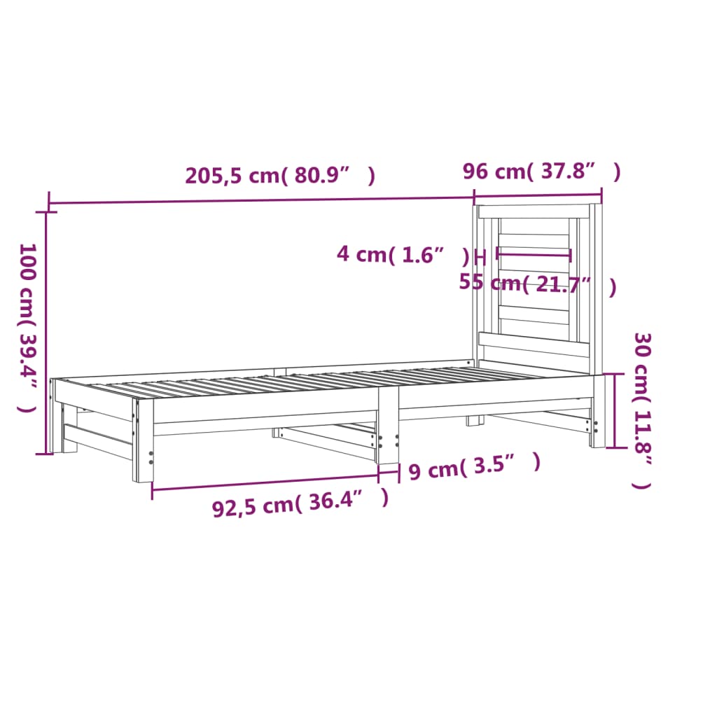 Pull-Out Day Bed Without Mattress 2X(90X200) Cm