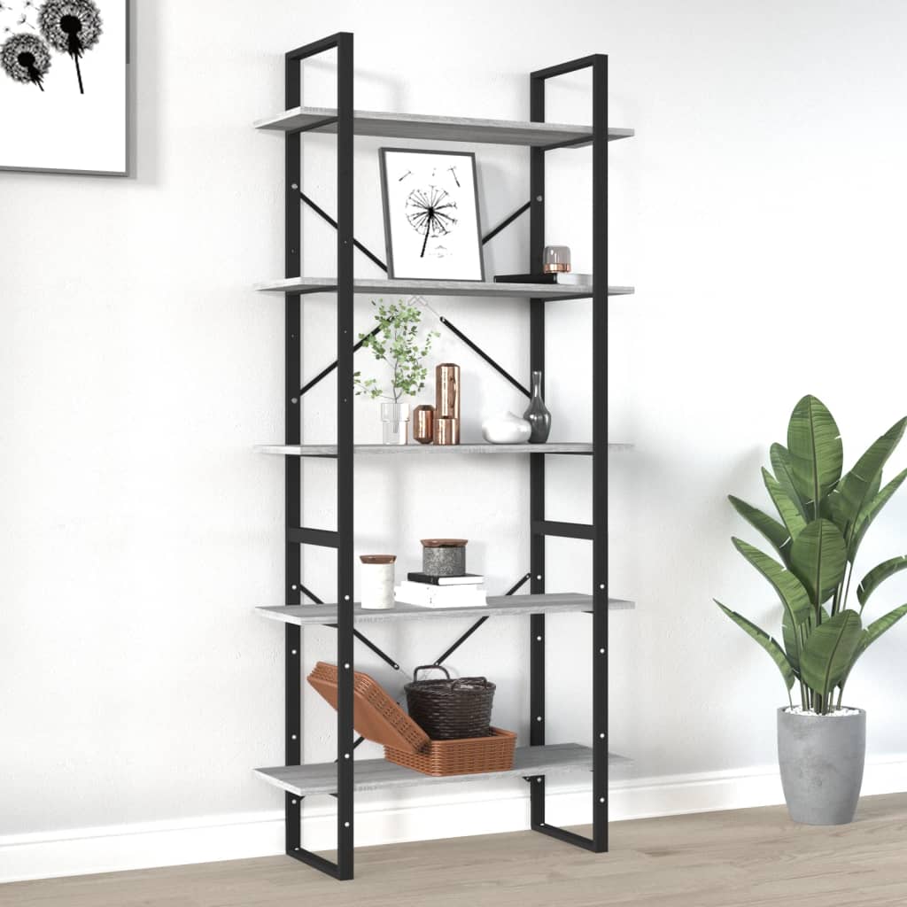 5-Tier Book Cabinet 100X30X175 Cm Engineered Wood