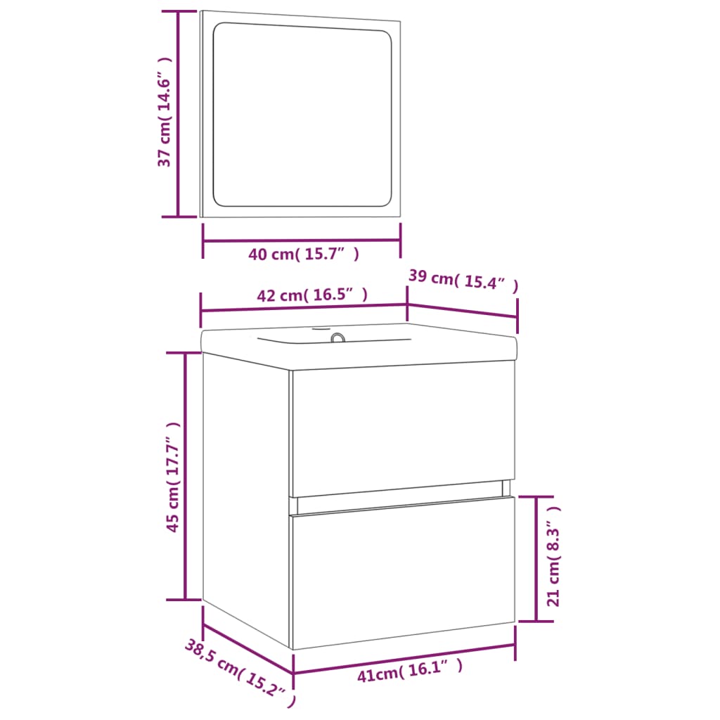 Bathroom Sink Cabinet With Basin And Mirror