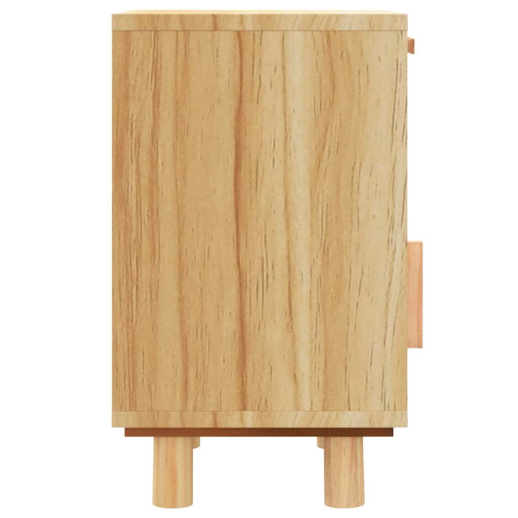 Bedside Cabinets 2 Pcs Solid Wood Pine And Natural Rattan