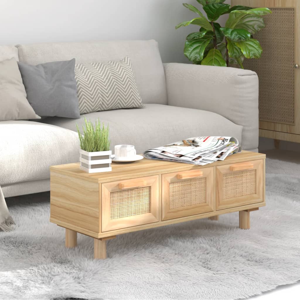 Coffee Table 80X40X30 Cm Engineered Wood&Solid Wood Pine