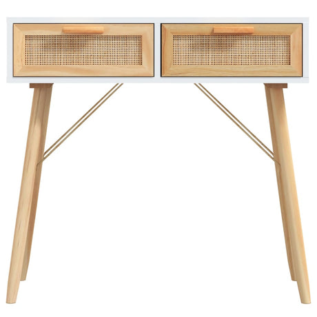 Console Table 80X30X75 Cm Solid Wood Pine&Natural Rattan