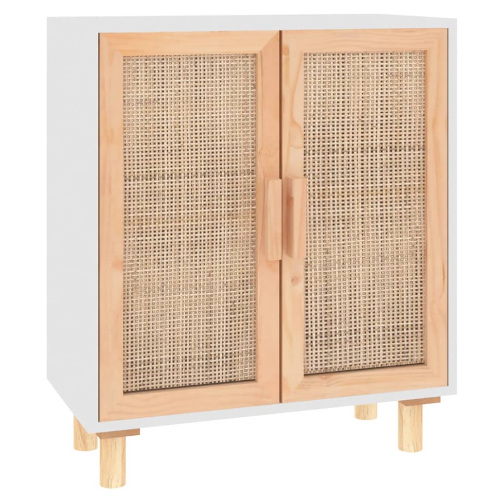 Sideboard 60X30X70 Cm Solid Wood Pine And Natural Rattan
