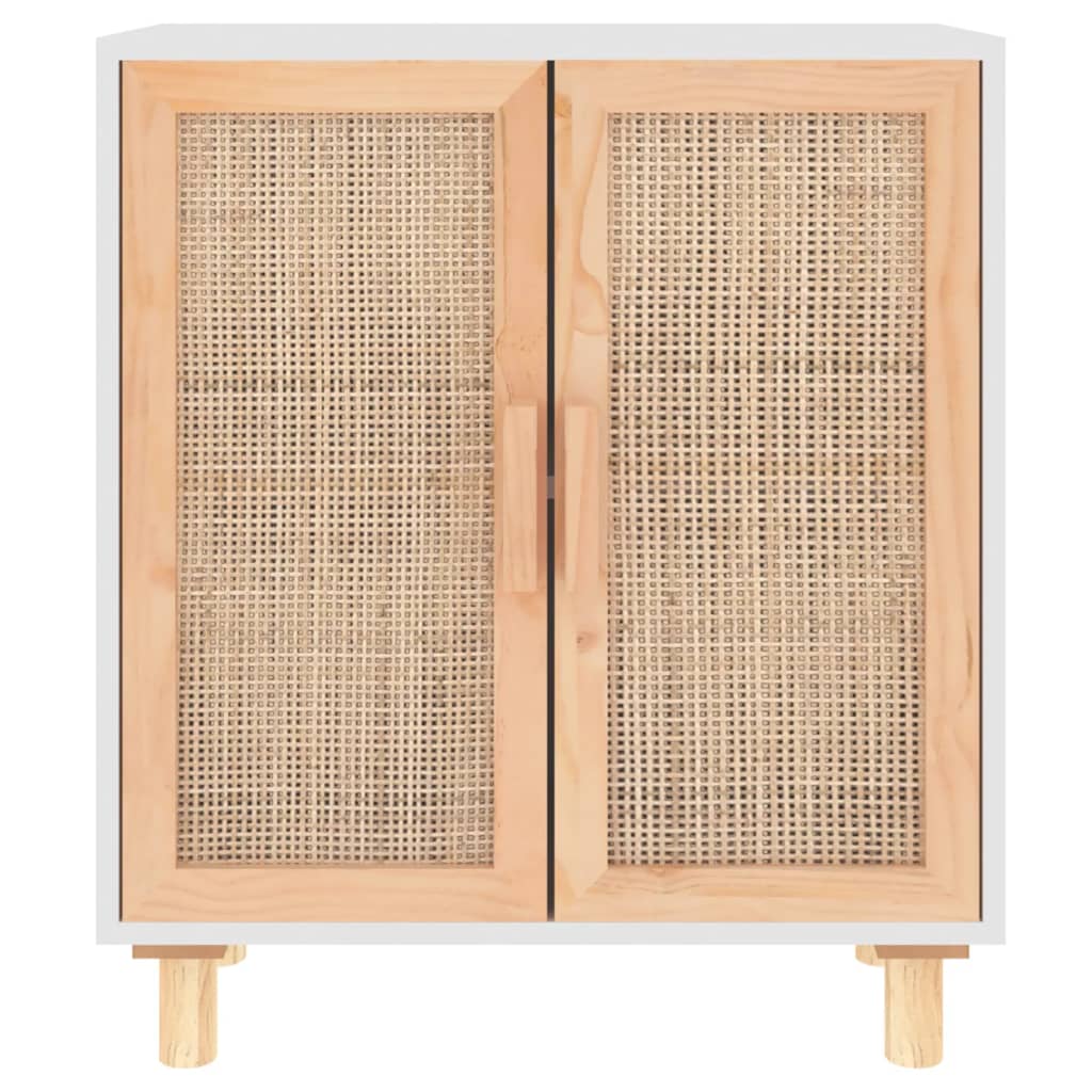 Sideboard 60X30X70 Cm Solid Wood Pine And Natural Rattan