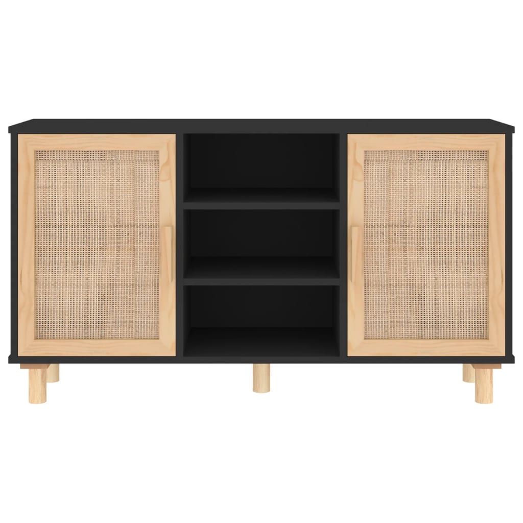 Sideboard 105X30X60 Cm Solid Wood Pine And Natural Rattan