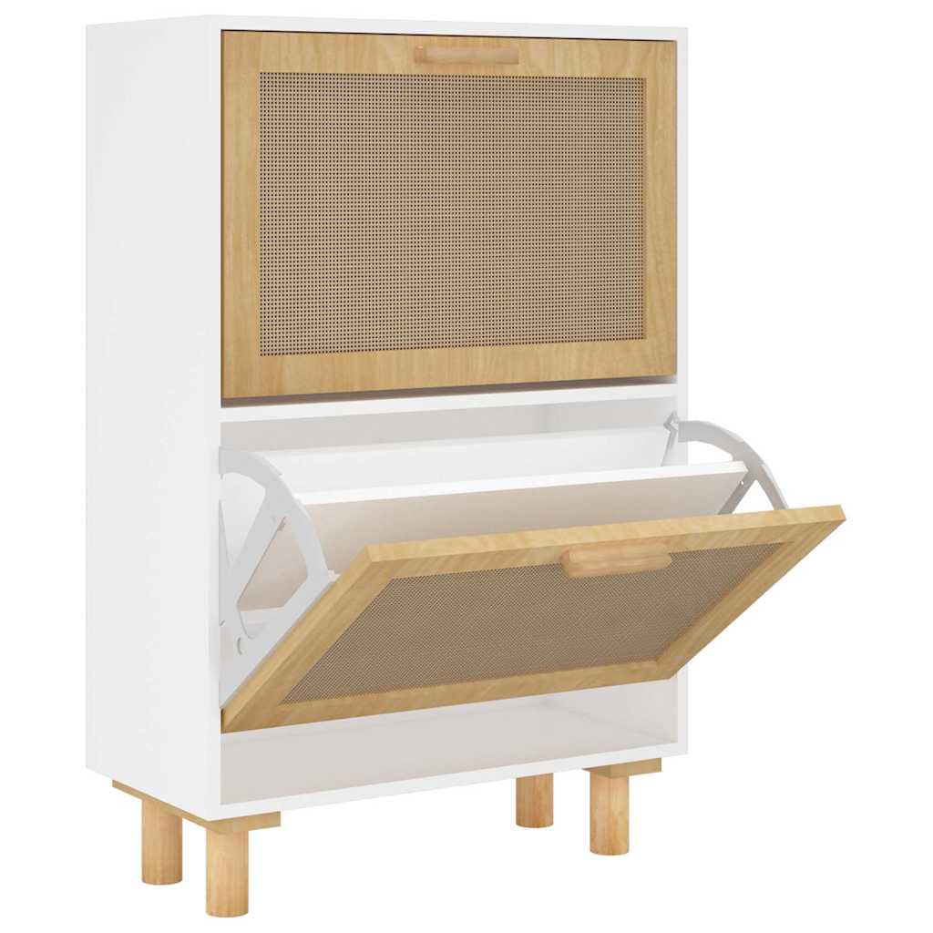 Shoe Cabinet 52X25X Engineered Wood&Natural Rattan