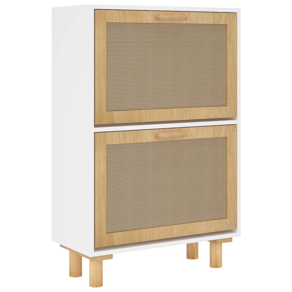 Shoe Cabinet 52X25X Engineered Wood&Natural Rattan