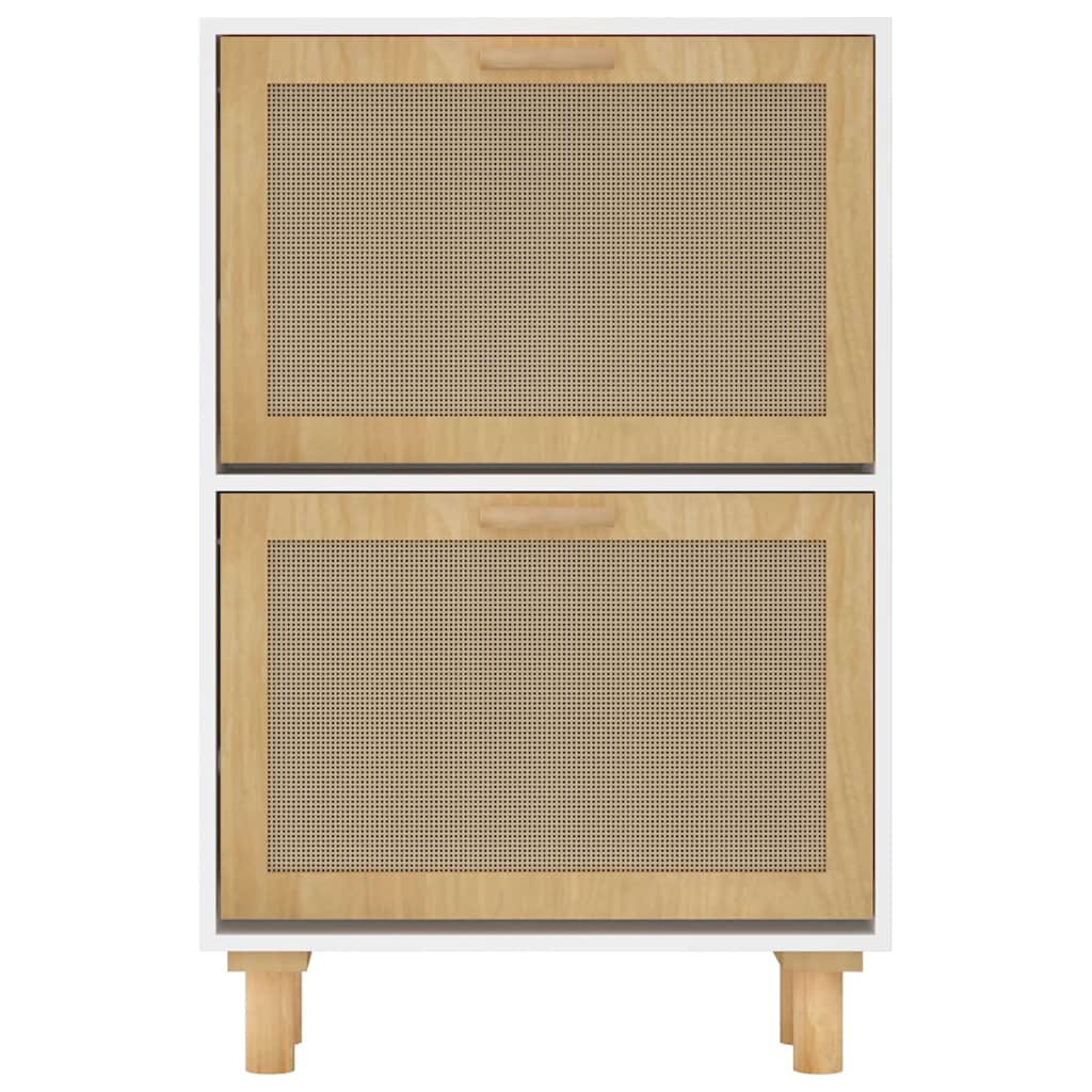 Shoe Cabinet 52X25X Engineered Wood&Natural Rattan
