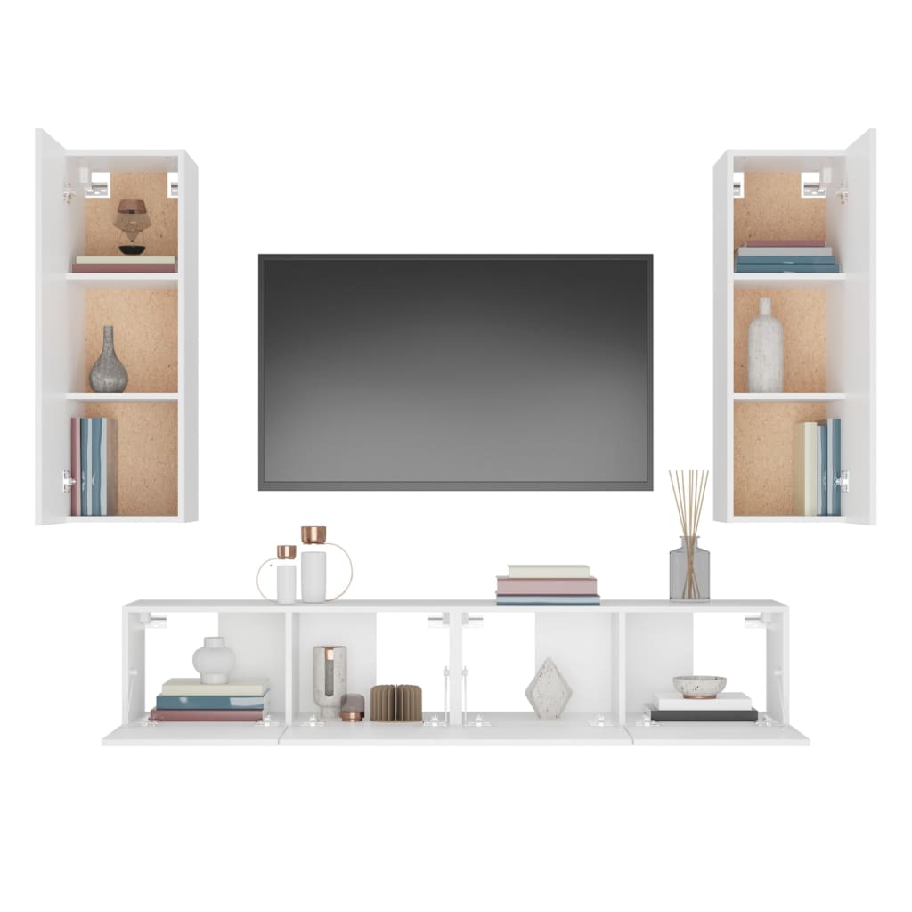 4 Piece Tv Cabinet Set Engineered Wood