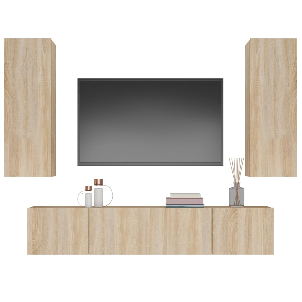 4 Piece Tv Cabinet Set Engineered Wood