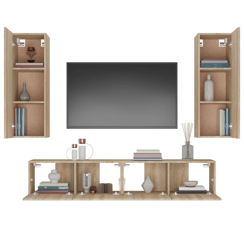 4 Piece Tv Cabinet Set Engineered Wood