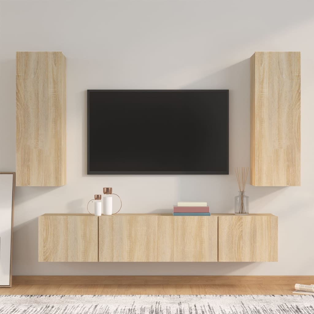 4 Piece Tv Cabinet Set Engineered Wood