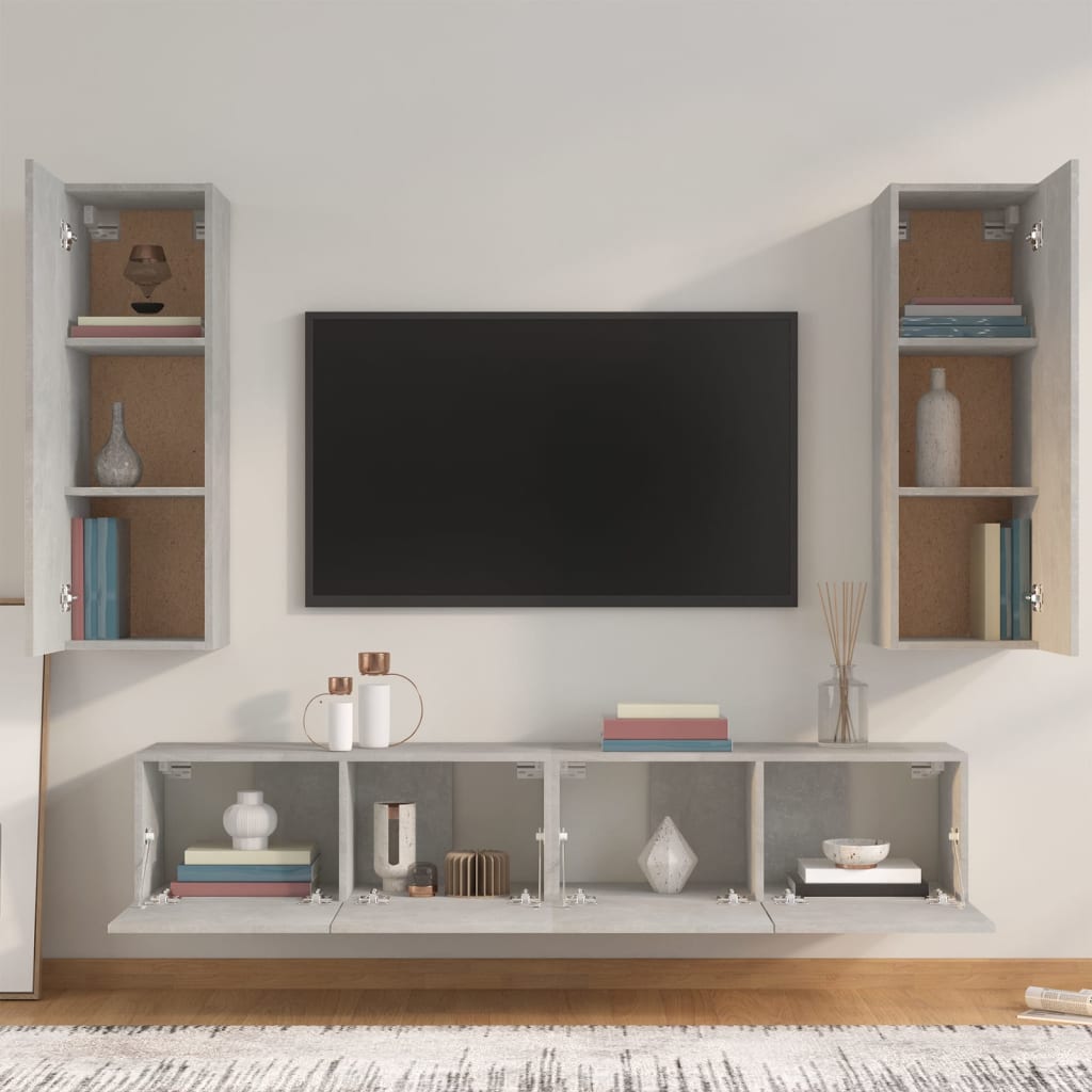 4 Piece Tv Cabinet Set Engineered Wood