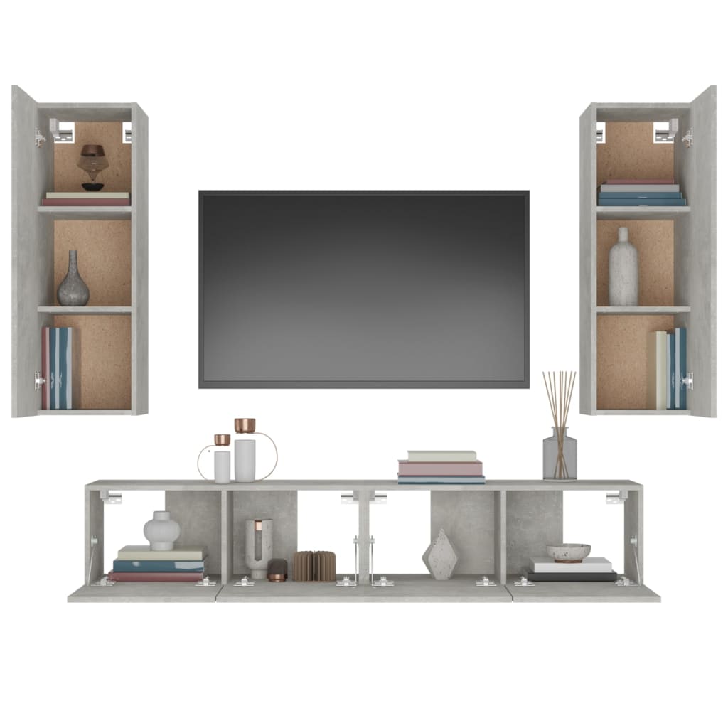 4 Piece Tv Cabinet Set Engineered Wood