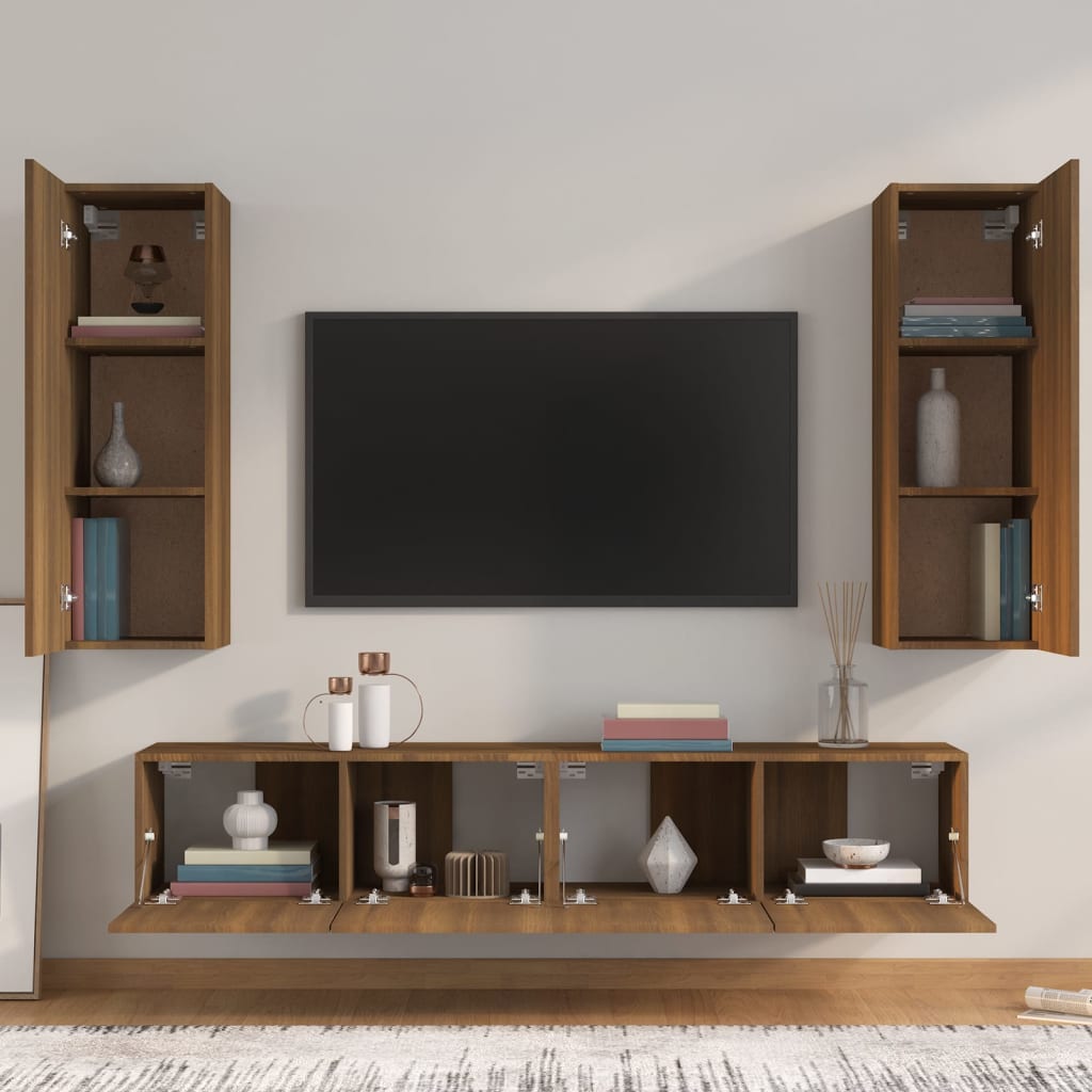 4 Piece Tv Cabinet Set Engineered Wood