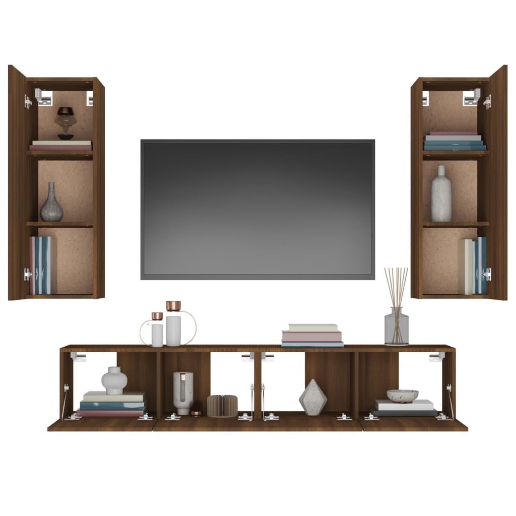 4 Piece Tv Cabinet Set Engineered Wood