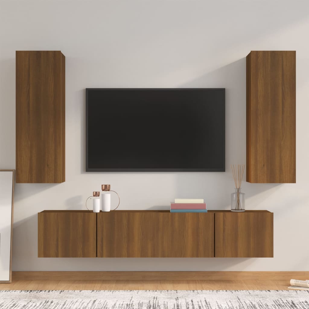 4 Piece Tv Cabinet Set Engineered Wood