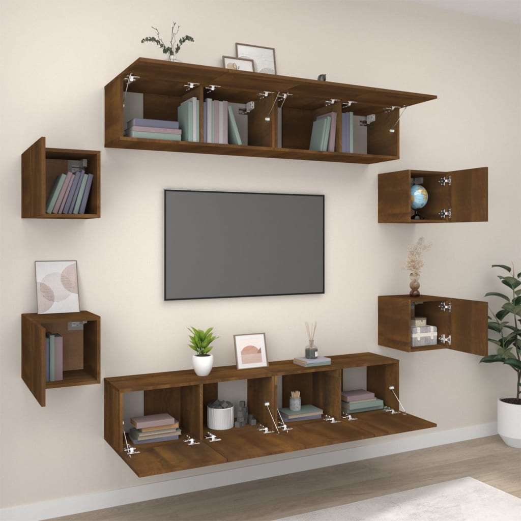 8 Piece Tv Cabinet Set Engineered Wood