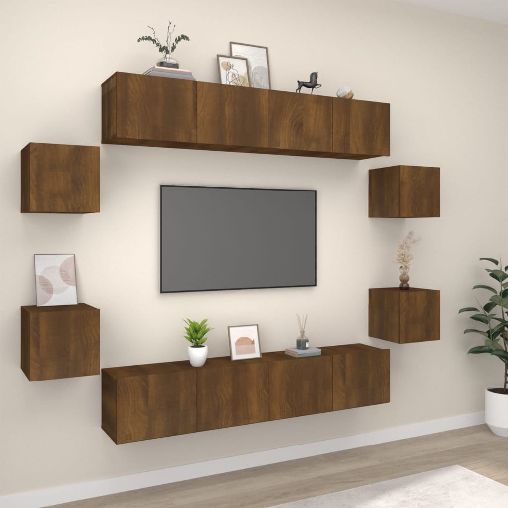 8 Piece Tv Cabinet Set Engineered Wood