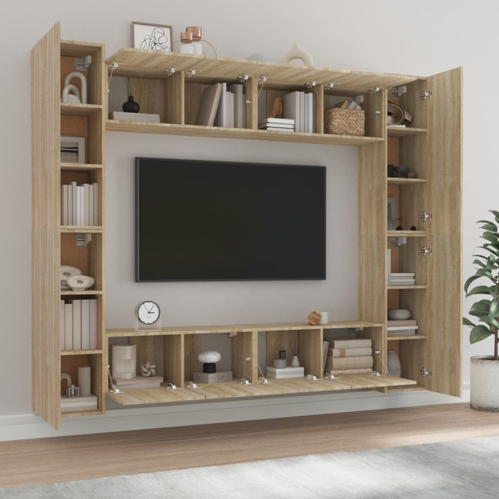 8 Piece Tv Cabinet Set Engineered Wood