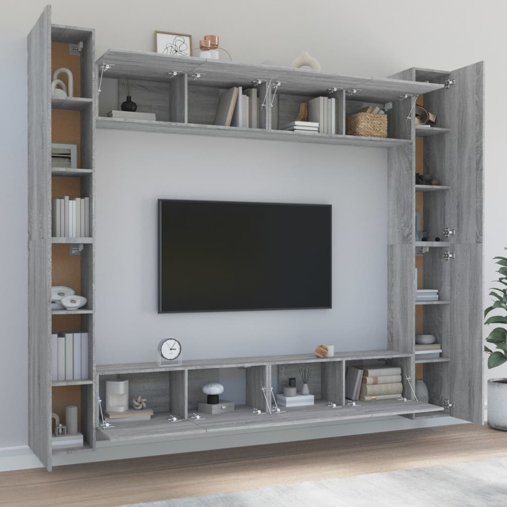 8 Piece Tv Cabinet Set Engineered Wood