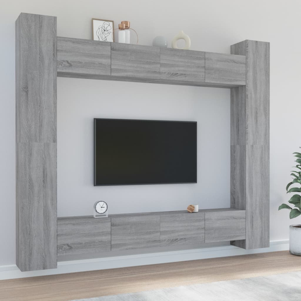 8 Piece Tv Cabinet Set Engineered Wood