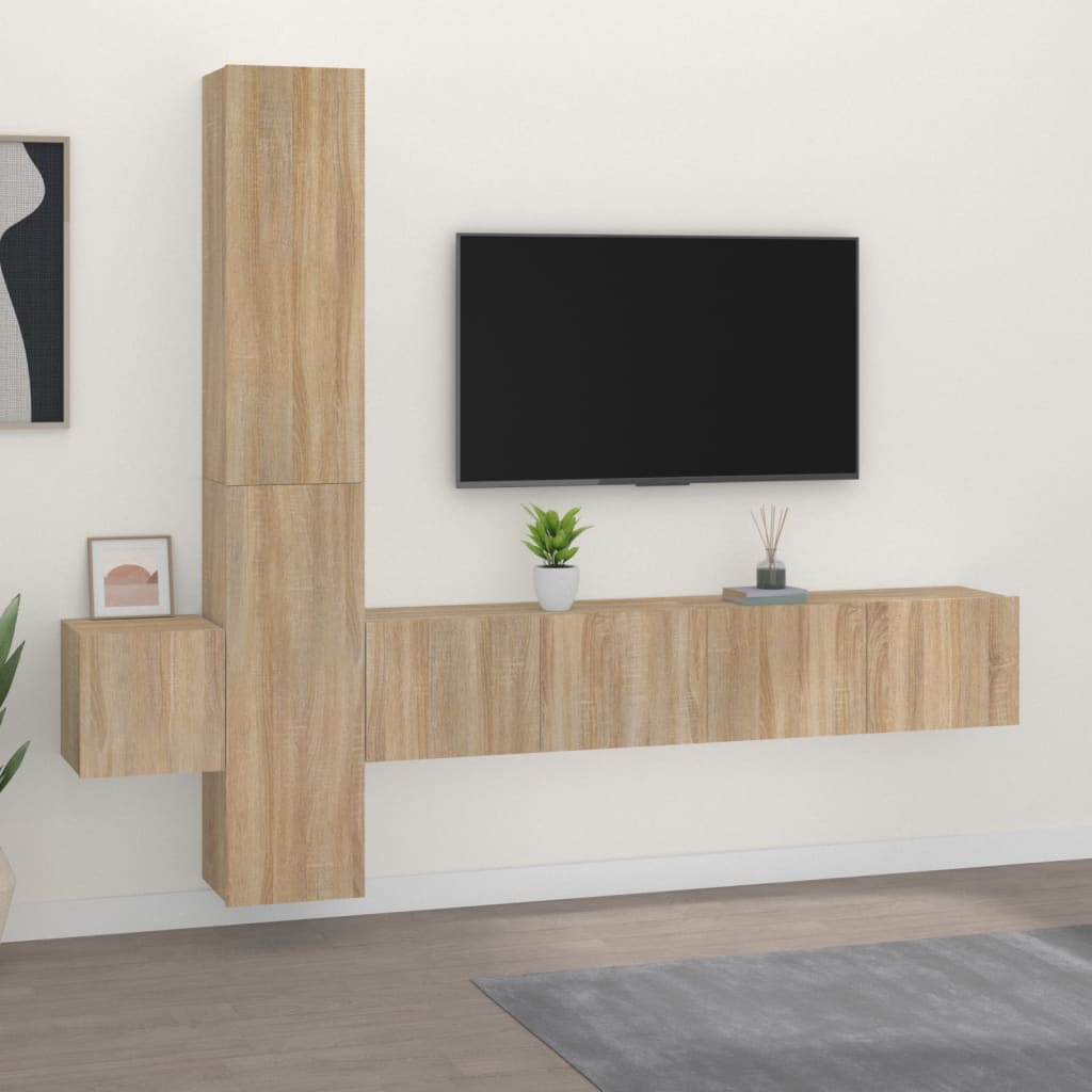 5 Piece Tv Cabinet Set Engineered Wood