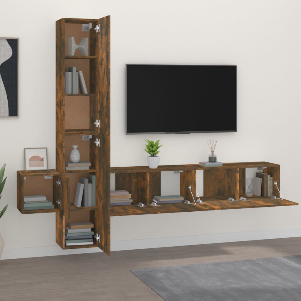 5 Piece Tv Cabinet Set Engineered Wood