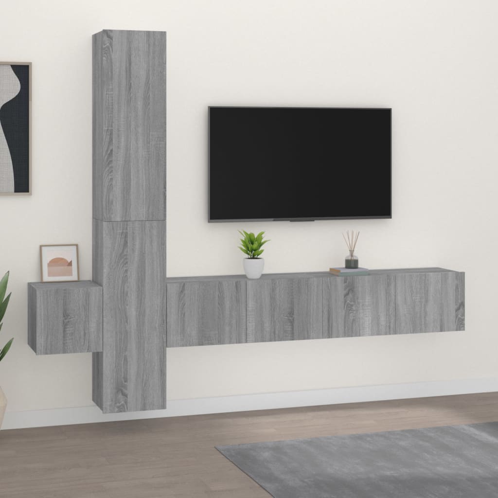 5 Piece Tv Cabinet Set Engineered Wood