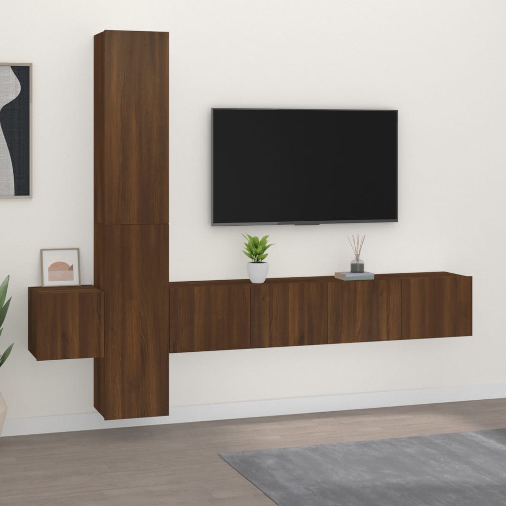 5 Piece Tv Cabinet Set Engineered Wood