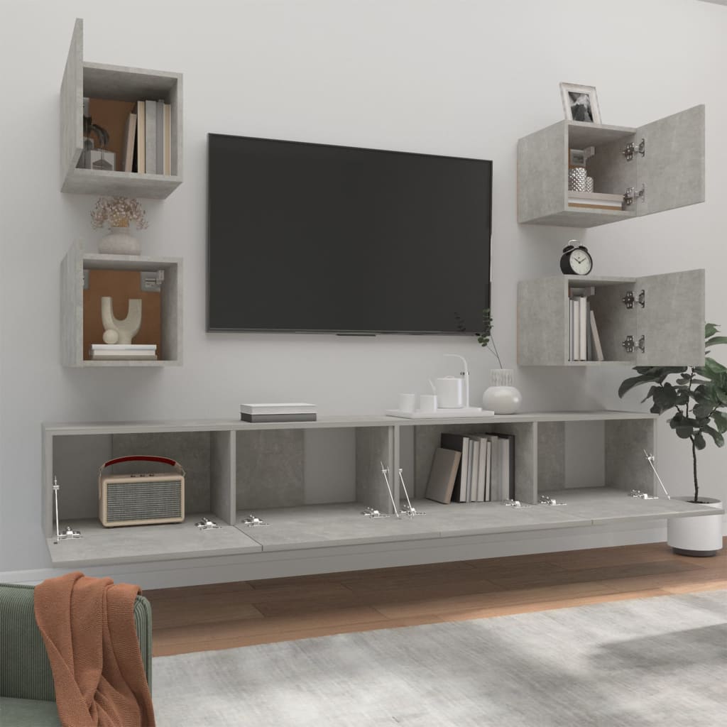 6 Piece Tv Cabinet Set Engineered Wood