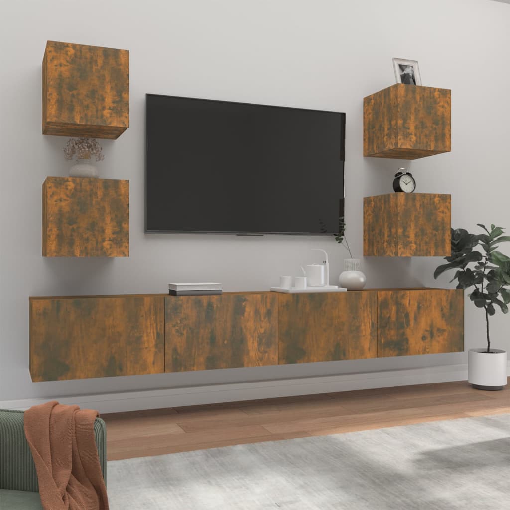 6 Piece Tv Cabinet Set Engineered Wood