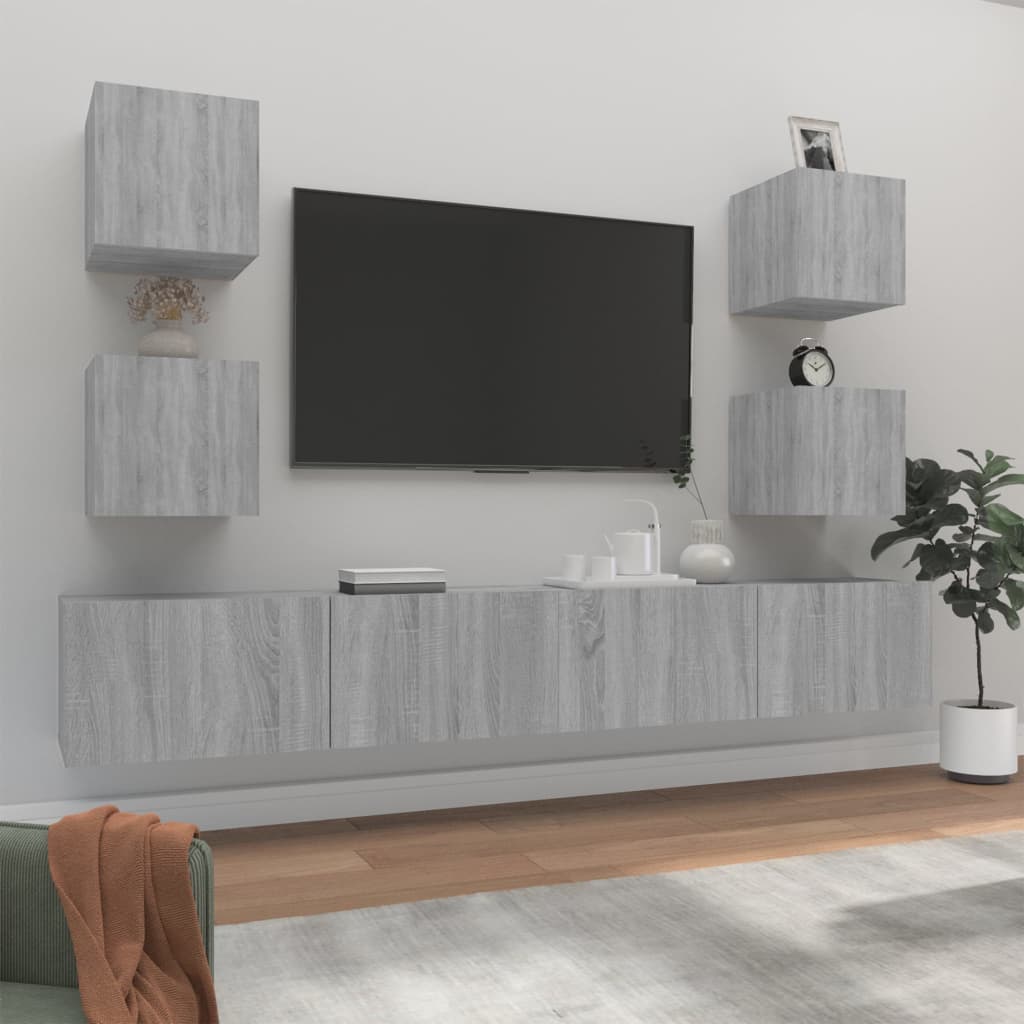 6 Piece Tv Cabinet Set Engineered Wood