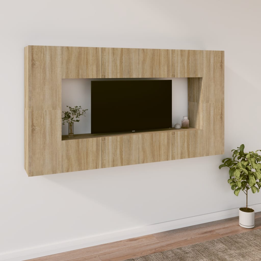 8 Piece Tv Cabinet Set Engineered Wood